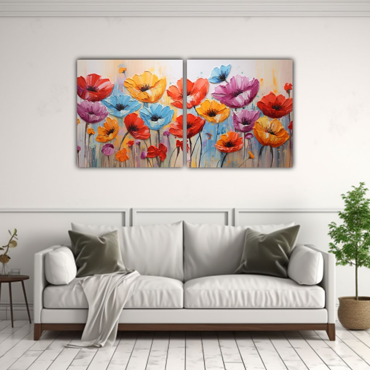 GENERICO - Cuadro Impreso Clásico De Amapolas Arcoíris En 120x60 Cm