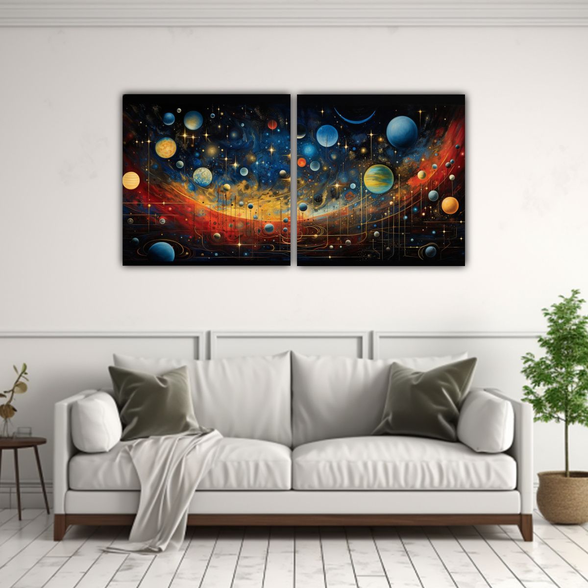 GENERICO - Pinturas Decorativas Con Temática Floral Dos 140x70 Cm