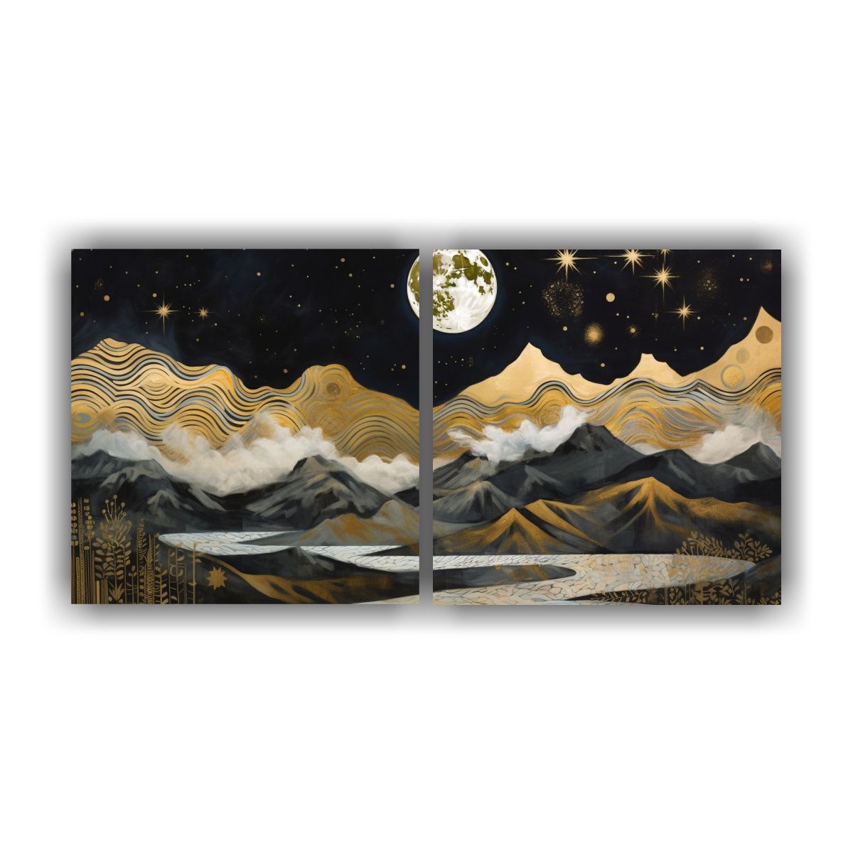 GENERICO - Pintura En Bastidor De Madera Con Luna Cerca De 160x80 Cm