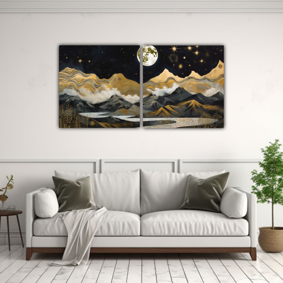 GENERICO - Pintura En Bastidor De Madera Con Luna Cerca De 160x80 Cm
