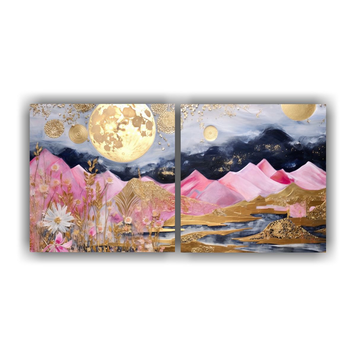 GENERICO - Paisaje Lunar En Montañas Al Atardecer Set 2 120x60 Cm