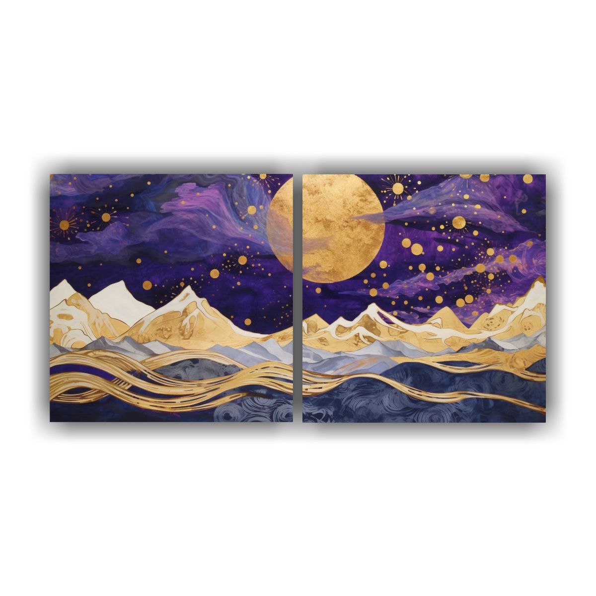 GENERICO - Pintura Vanguardia Con Luna Y Montañas 160x80 Cm