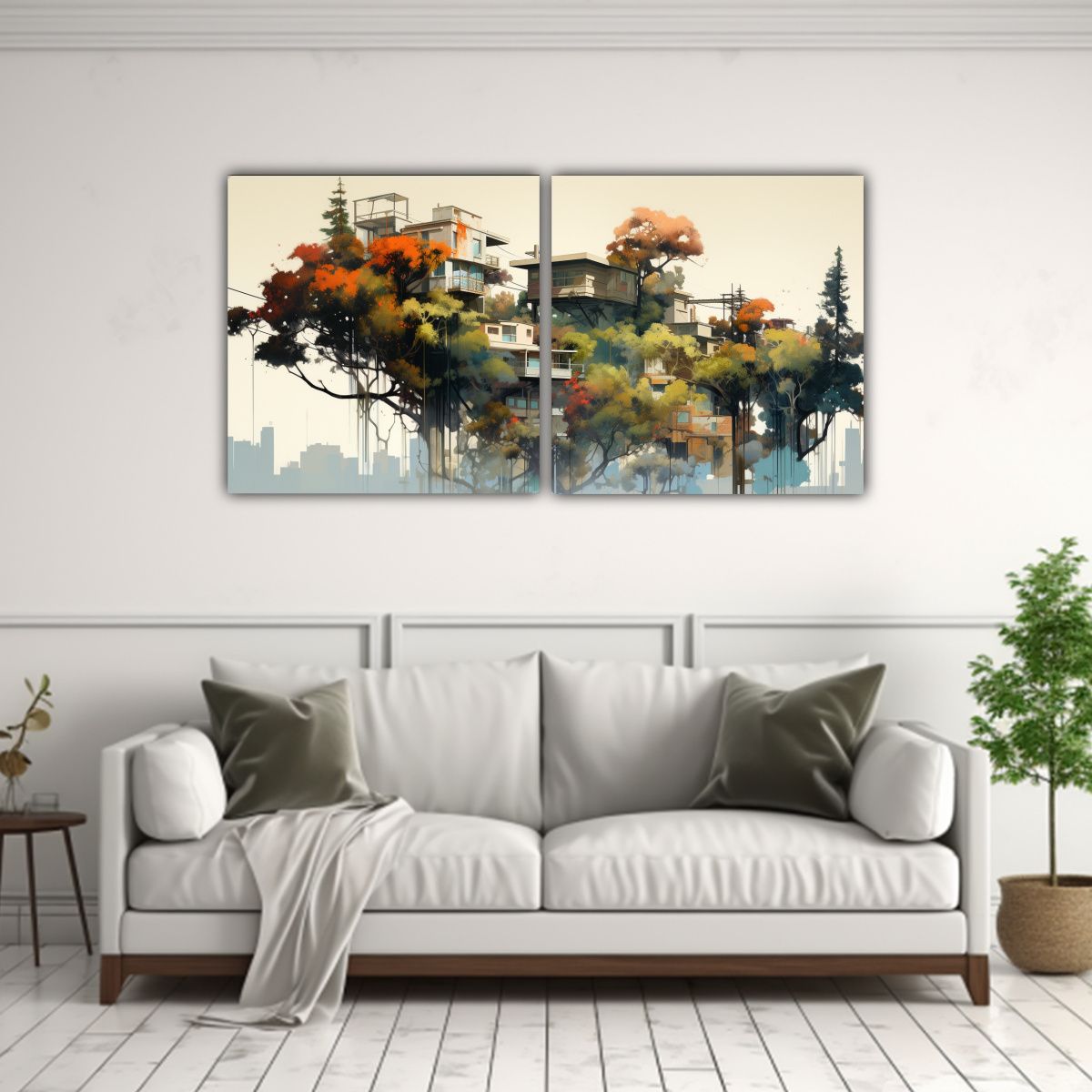 GENERICO - Set De 2 Cuadros Decorativos De Dibujo Llamativo 160x80 Cm