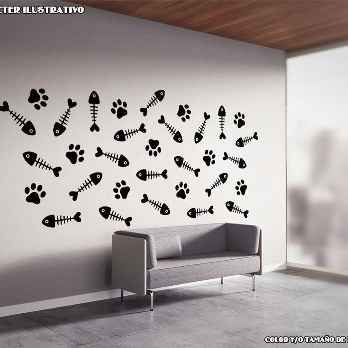 GENERICO - Decomural Cat Paw Fishbone Gato Gatito Pata WS-80029