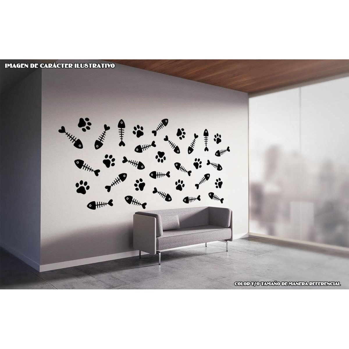 GENERICO - Decomural Cat Paw Fishbone Gato Gatito Pata WS-80029