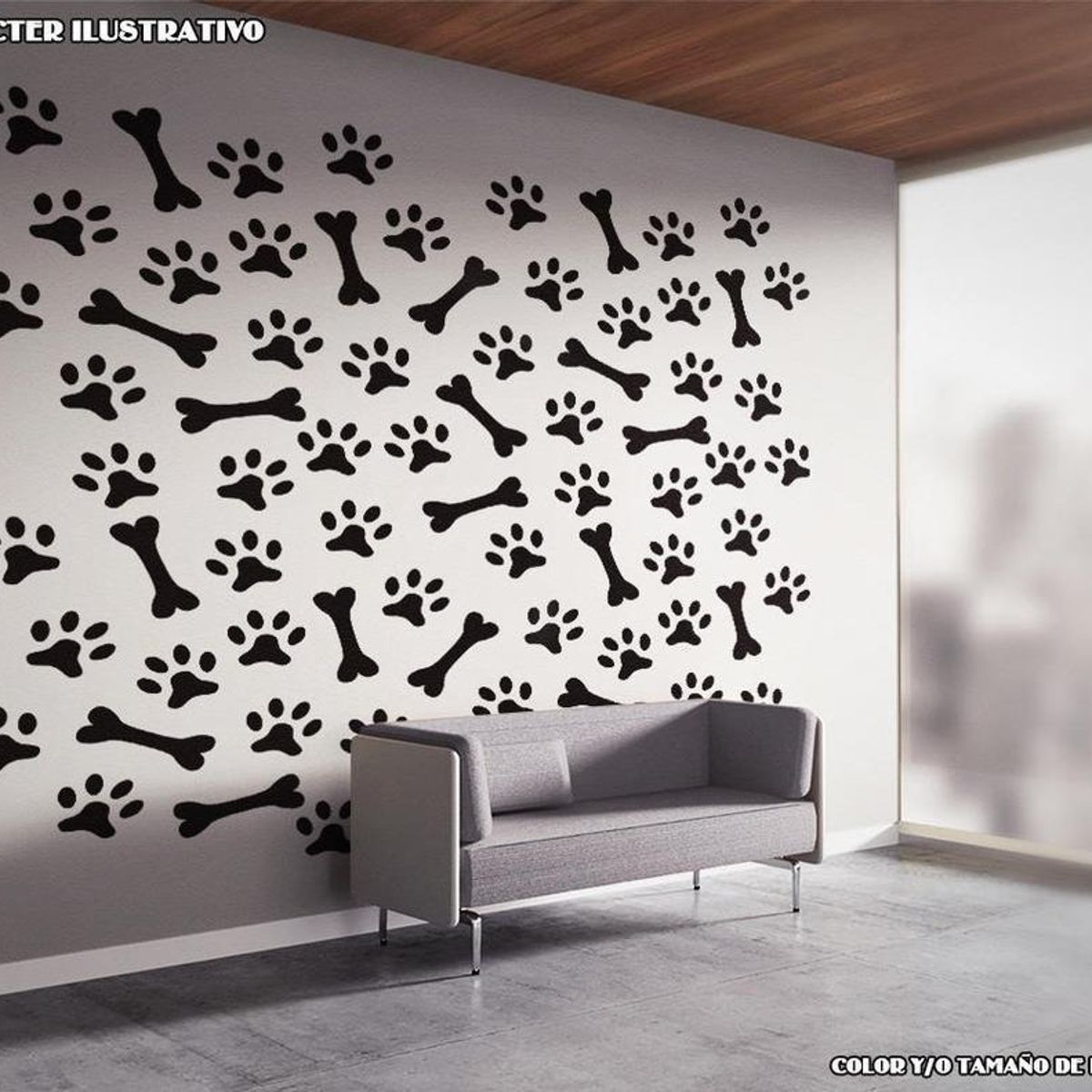 GENERICO - Decomural Hueso Perro Gato Paw Footprint WS-80030