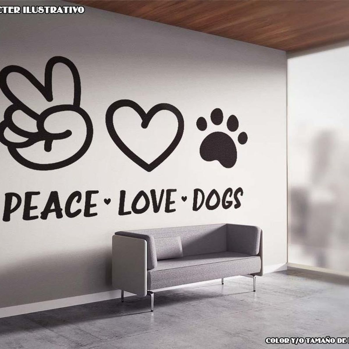 GENERICO - Decomural Peace Love Dogs Hand Drawn Hearts WS-80074
