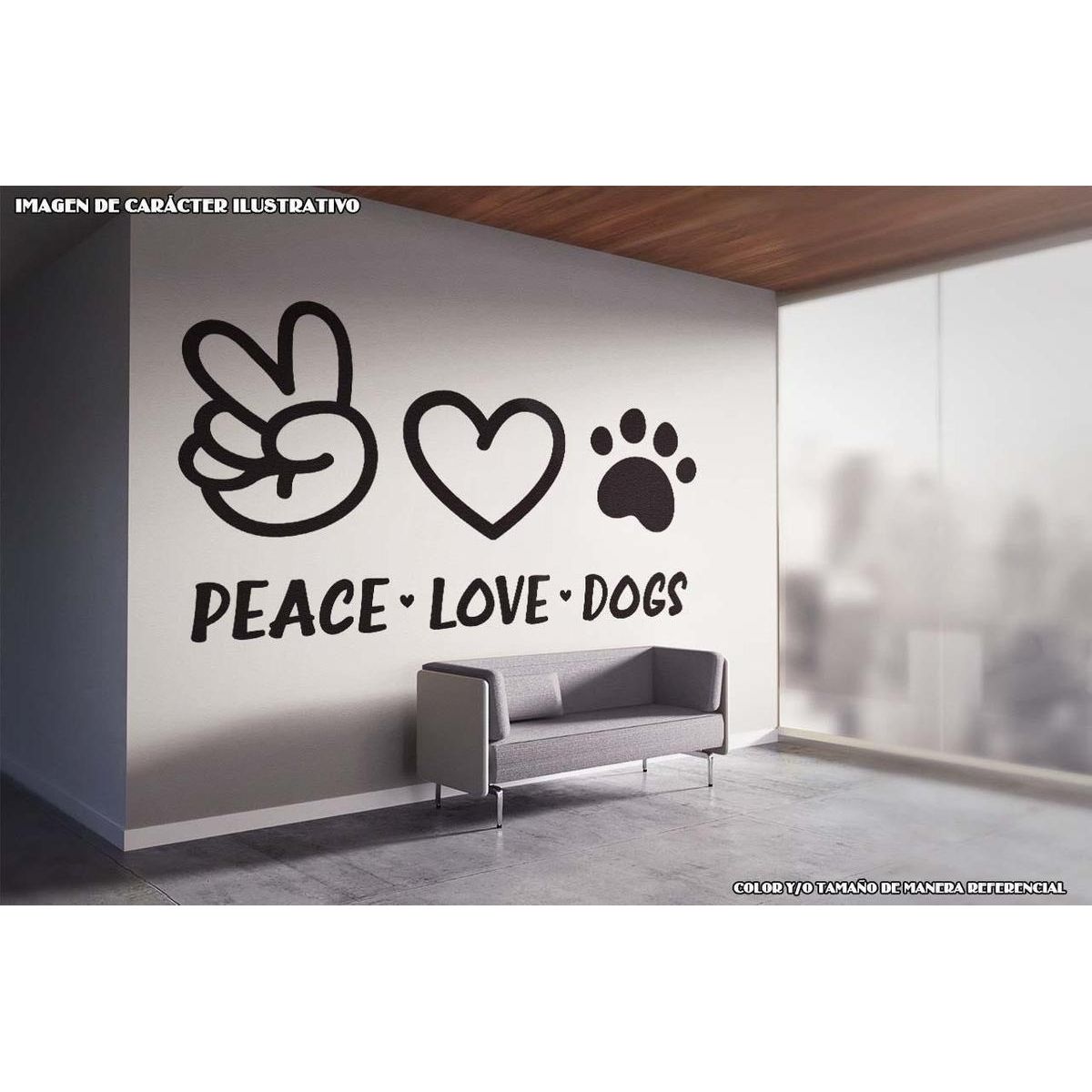 GENERICO - Decomural Peace Love Dogs Hand Drawn Hearts WS-80074