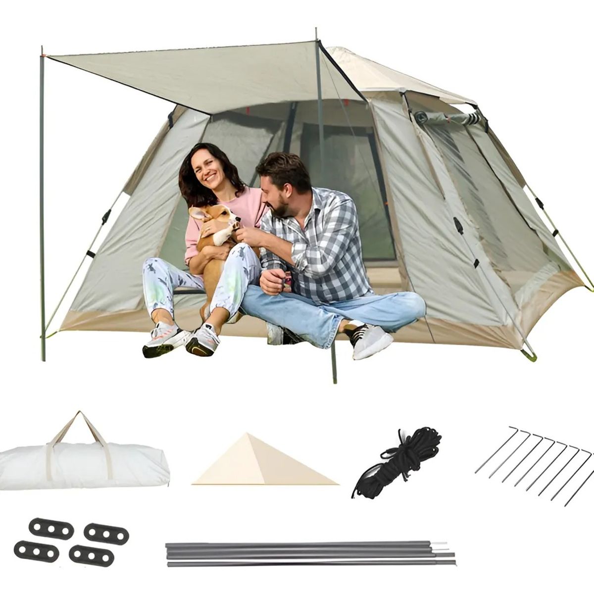 EVERSO - Tienda Campaña Casa Camping Acampar Capacidad 4-6 personas