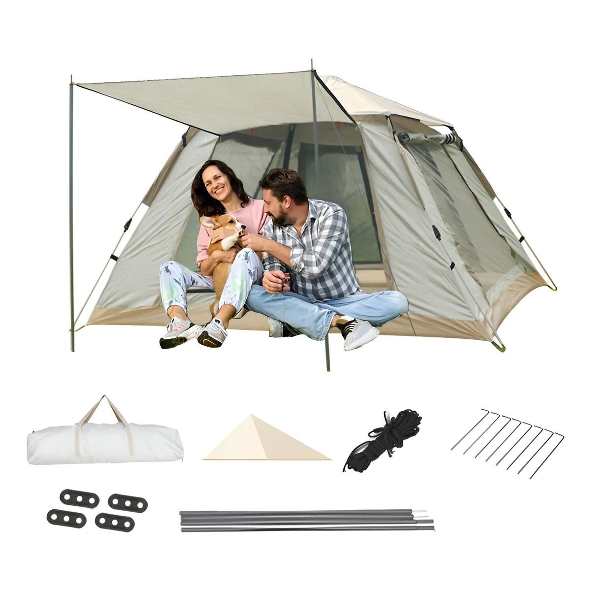 EVERSO - Tienda Campaña Casa Camping Acampar Capacidad 4-6 personas