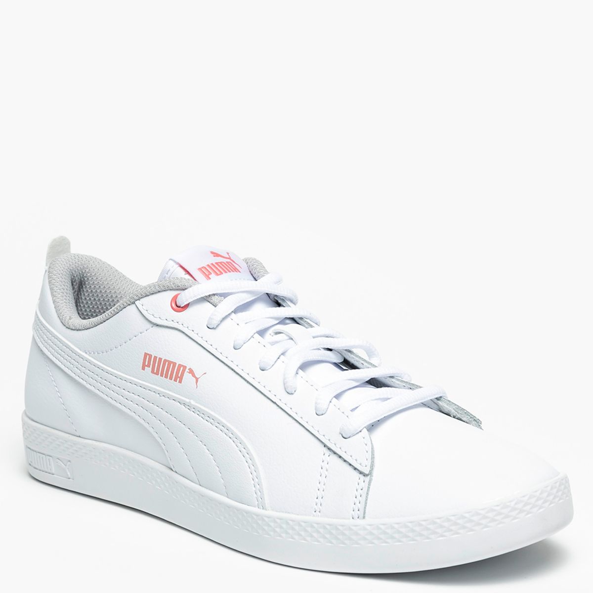 PUMA - Smash V2 L Zapatilla Urbana Mujer Cuero Blanco Puma