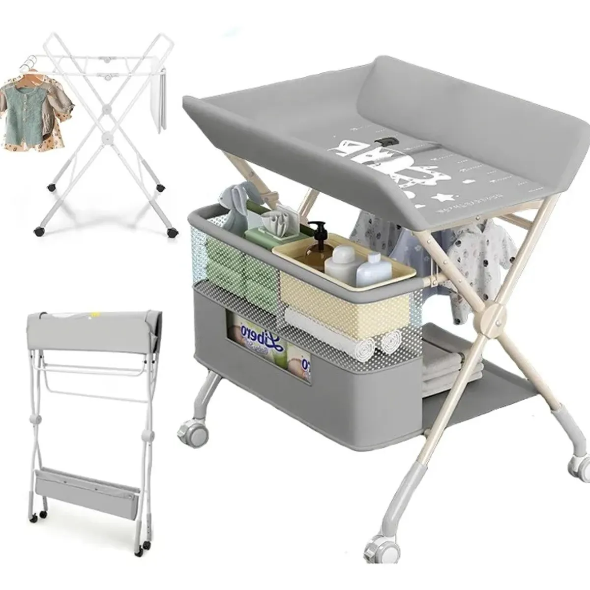 EVERSO - Cambiador Portátil Plegable Para Bebé Con Ruedas Mudador