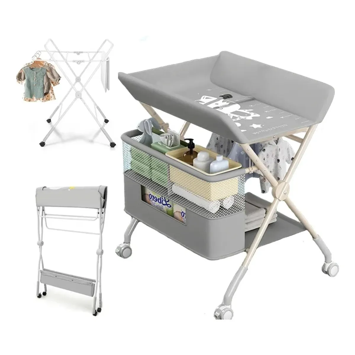 EVERSO - Cambiador Portátil Plegable Para Bebé Con Ruedas Mudador