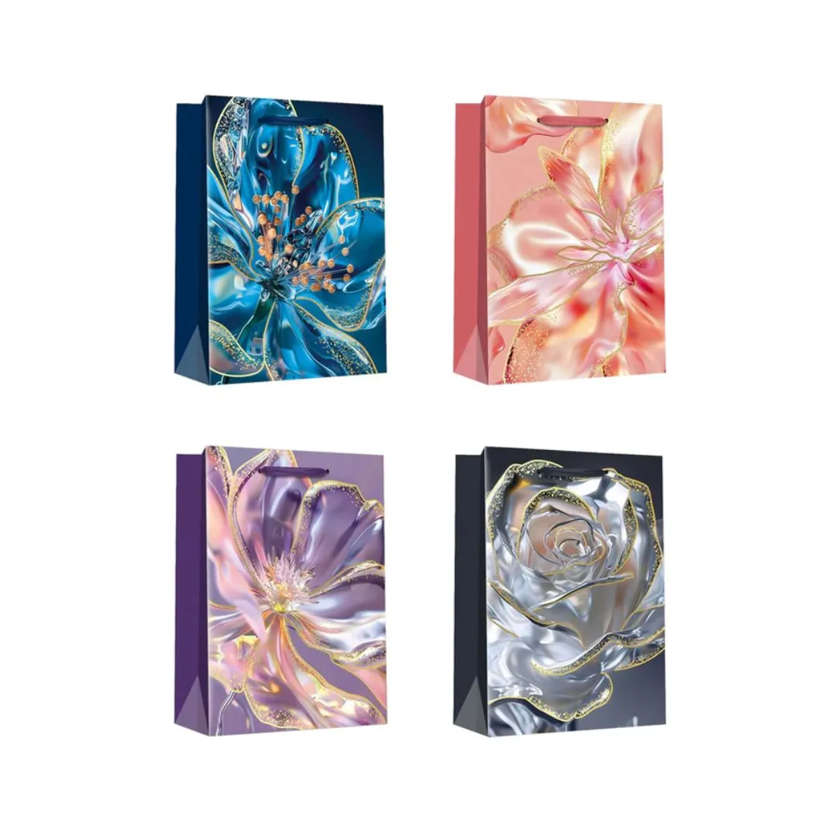GENERICO - Bolsa de Regalo Flores Marmoleado 12pcs 30x40cm