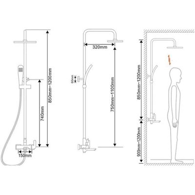Imagen 2 del producto Ducha Hermosa Columna Negra Push Boton Set 3 Funciones…