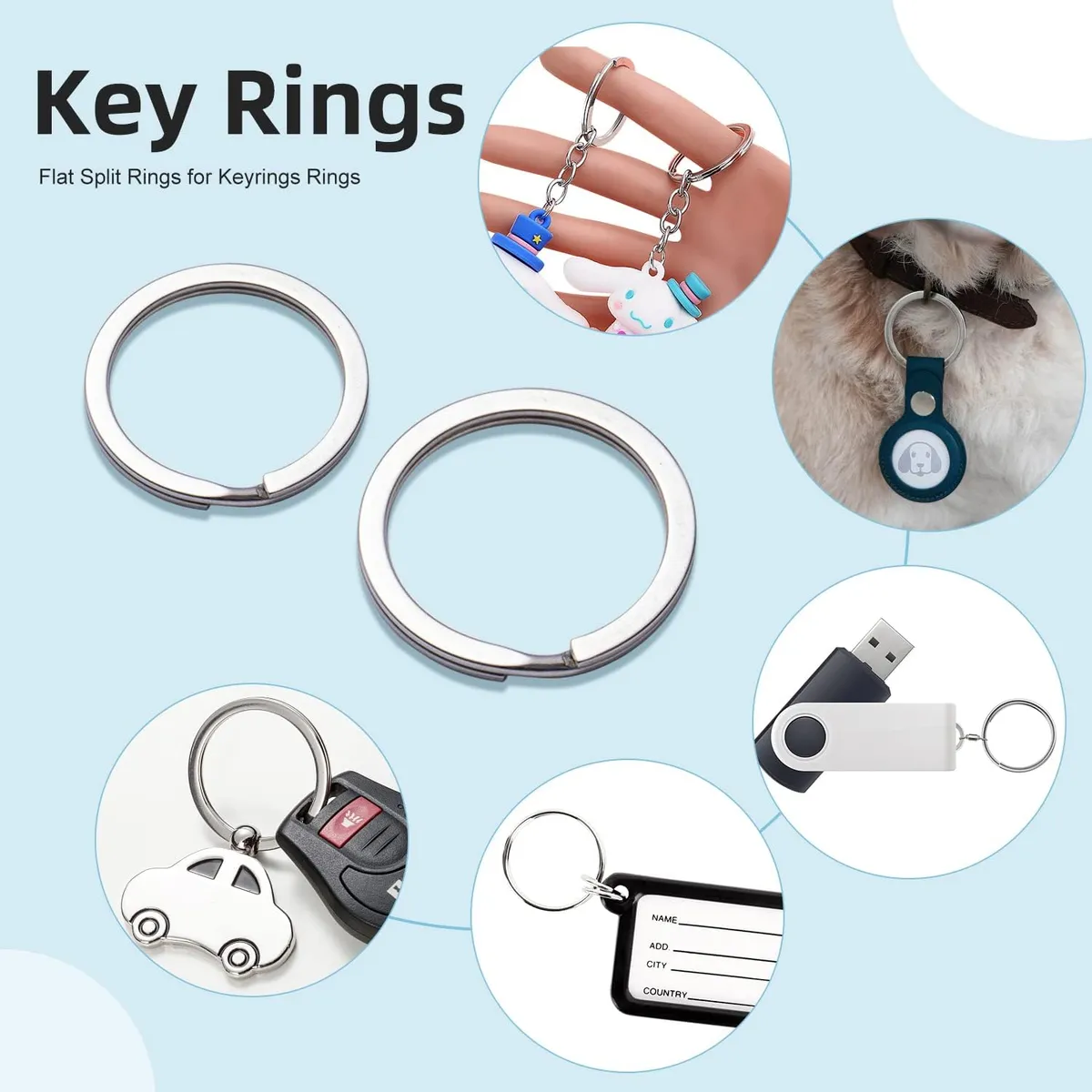 KUANGYE - Argollas Para Llavero 30mm Sin Cadena C Plateado 100pcs