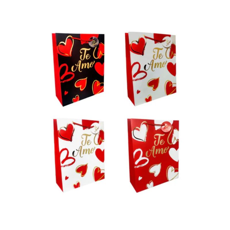 GENERICO - Bolsa de Regalo Te Amo Basic 12pcs 18x23cm