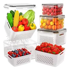 EVERSO - Set 5 Organizador De Refrigerador Cocina Con Tapa De Plastic