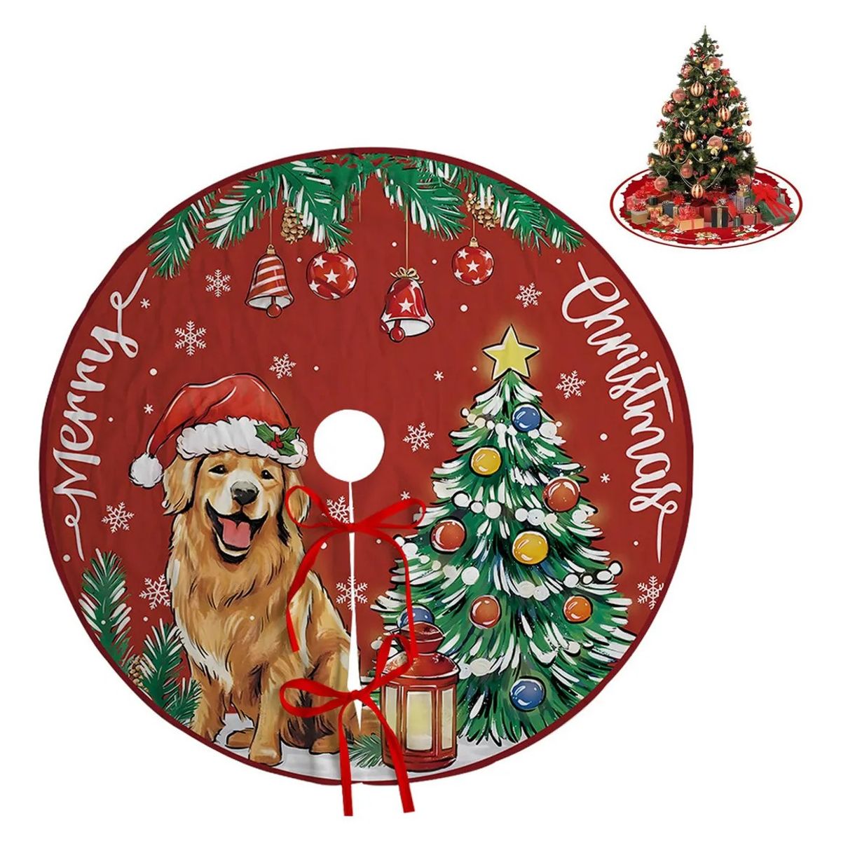 KUANGYE - Faldón Para Árbol De Navidad 120cm Decoración Pie De Árbol