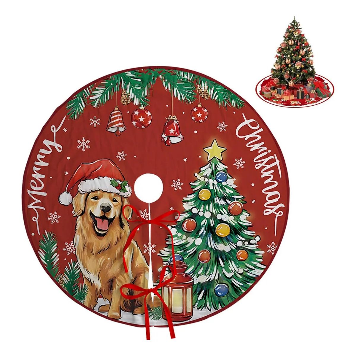 KUANGYE - Faldón Para Árbol De Navidad 120cm Decoración Pie De Árbol