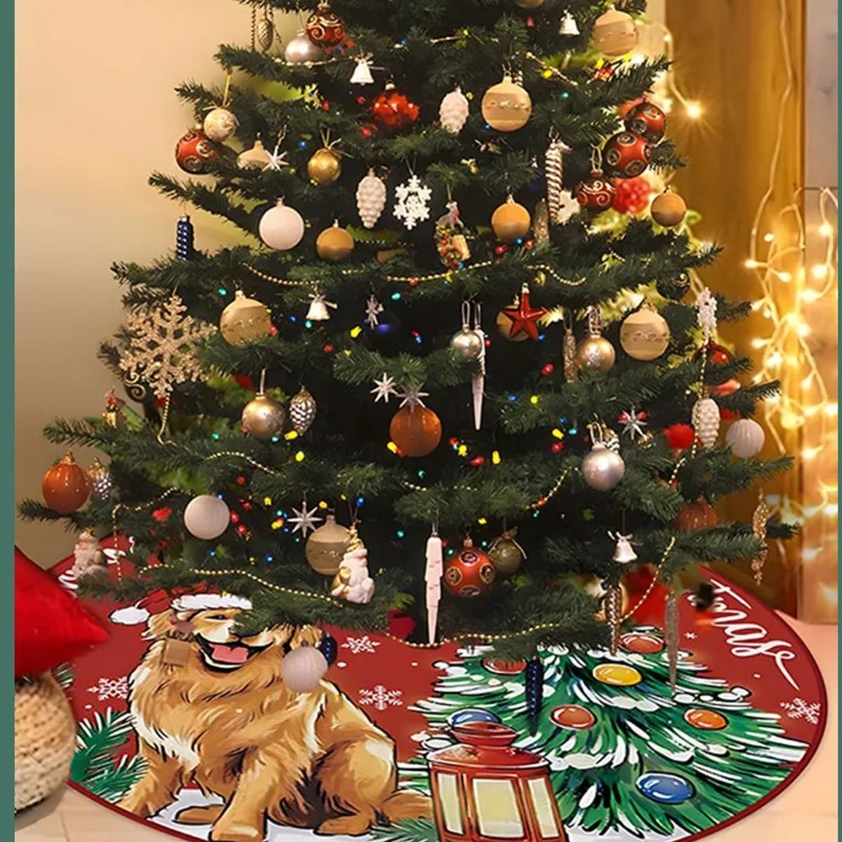 KUANGYE - Faldón Para Árbol De Navidad 120cm Decoración Pie De Árbol