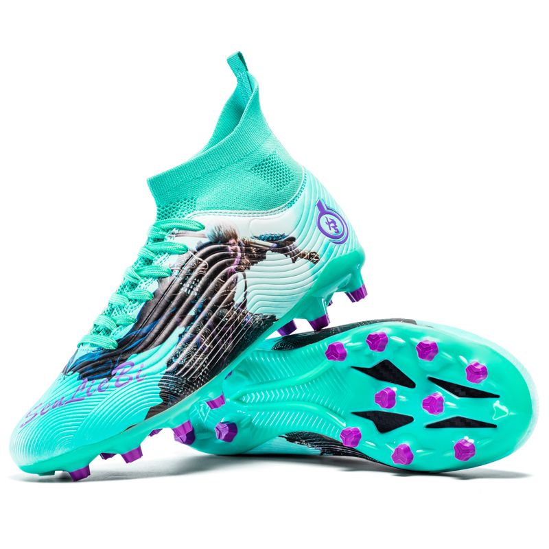 DANWEILE - Zapatillas de fútbol de entrenamiento TF con tacos largos Verde