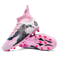 DANWEILE - Zapatillas de fútbol de entrenamiento TF con tacos largos Rosa