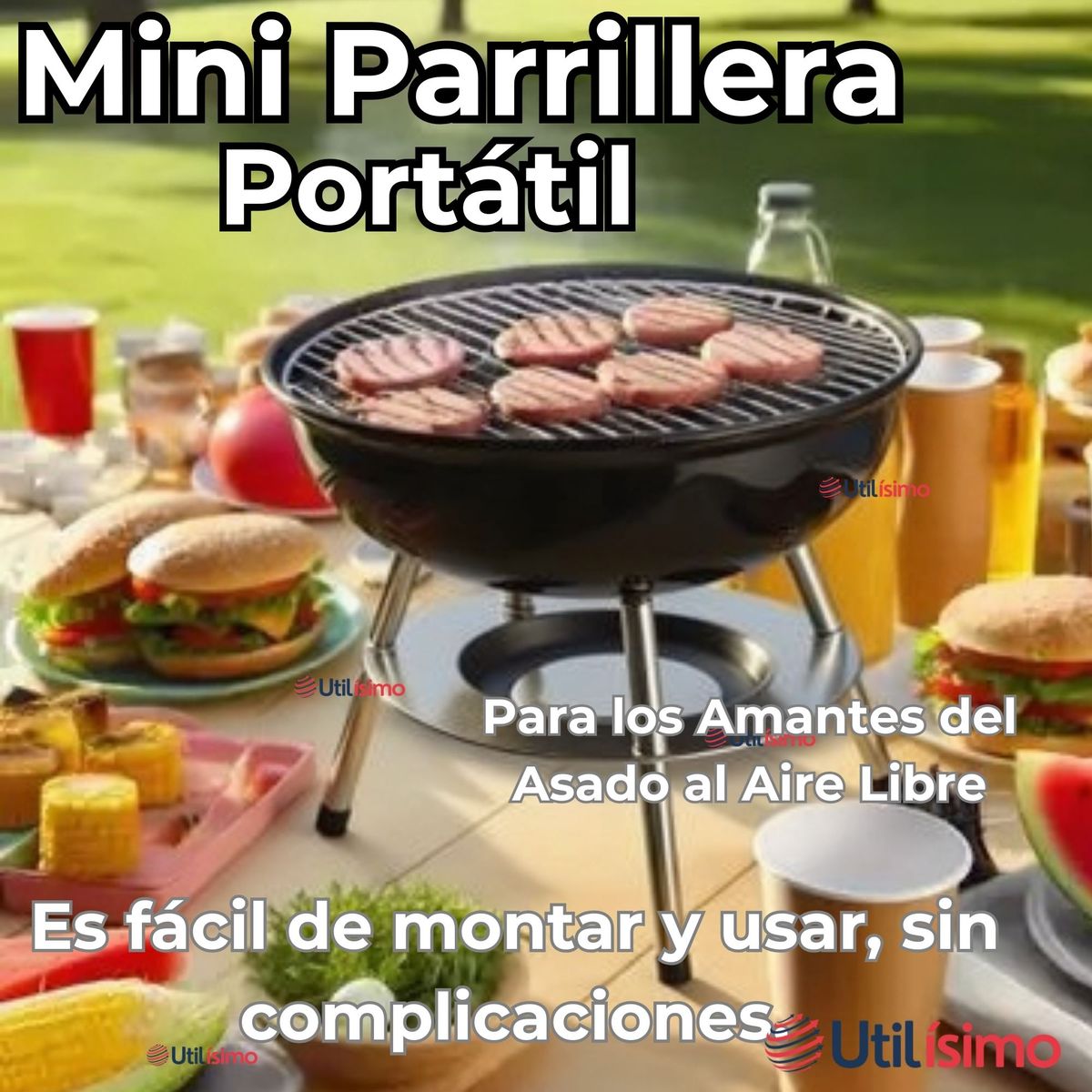 LINE - Mini Parrillera Portátil a Carbón Acero Inoxidable Camping Hogar