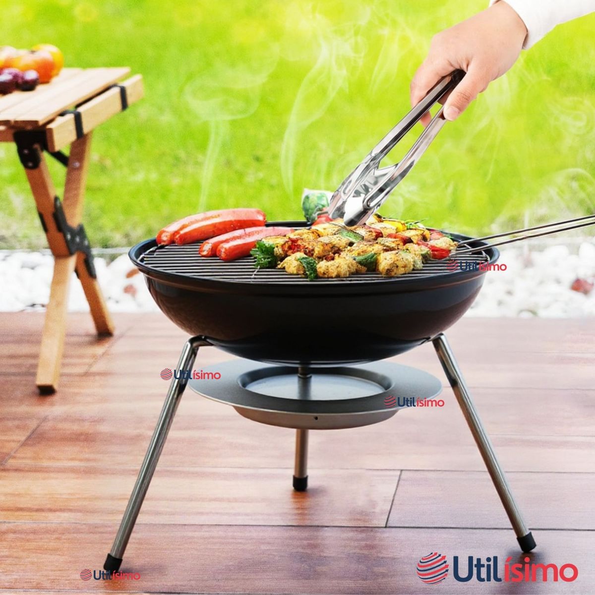 LINE - Mini Parrillera Portátil a Carbón Acero Inoxidable Camping Hogar