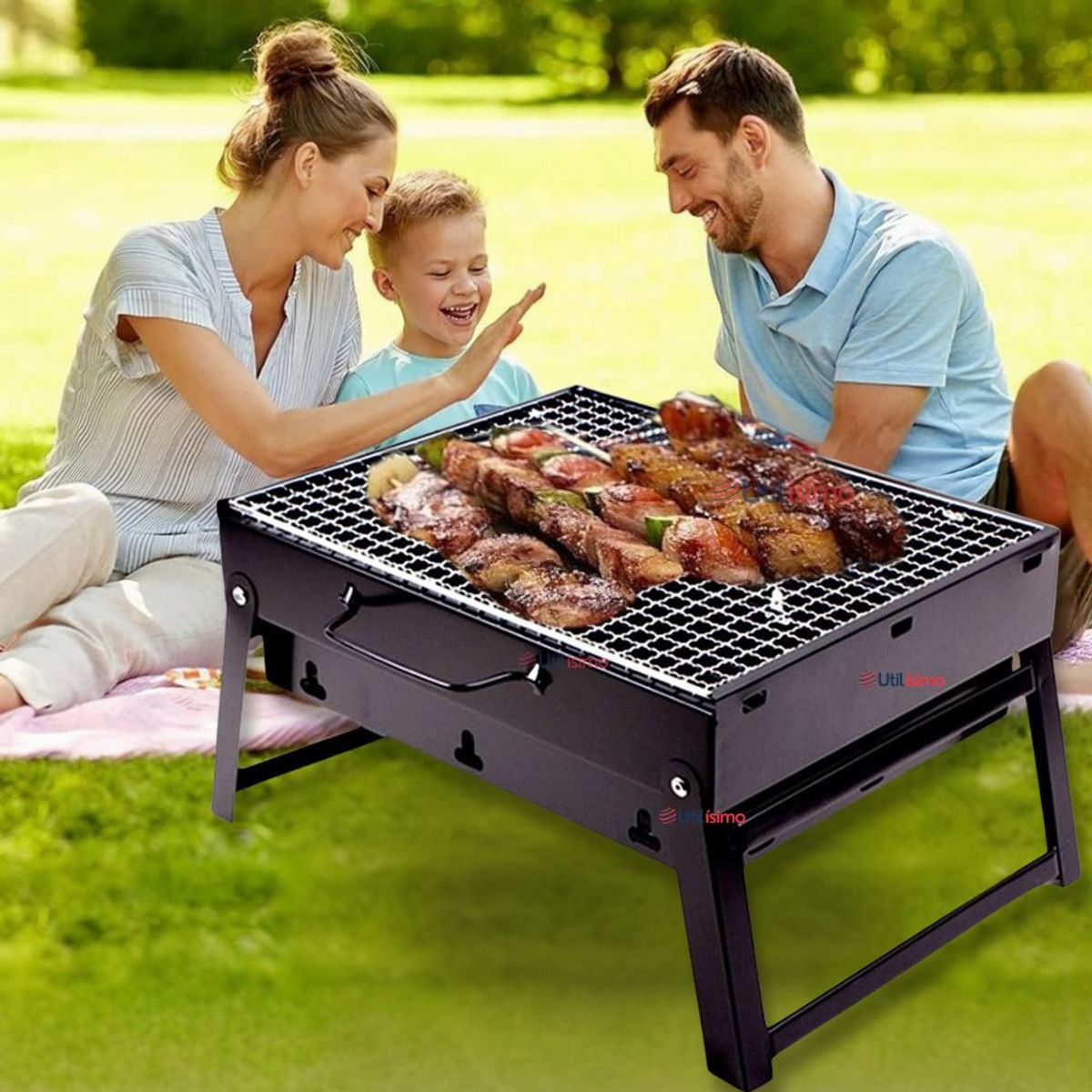 LINE - Parrillera Portátil Plegable a Carbón Acero inoxidable Camping Hogar