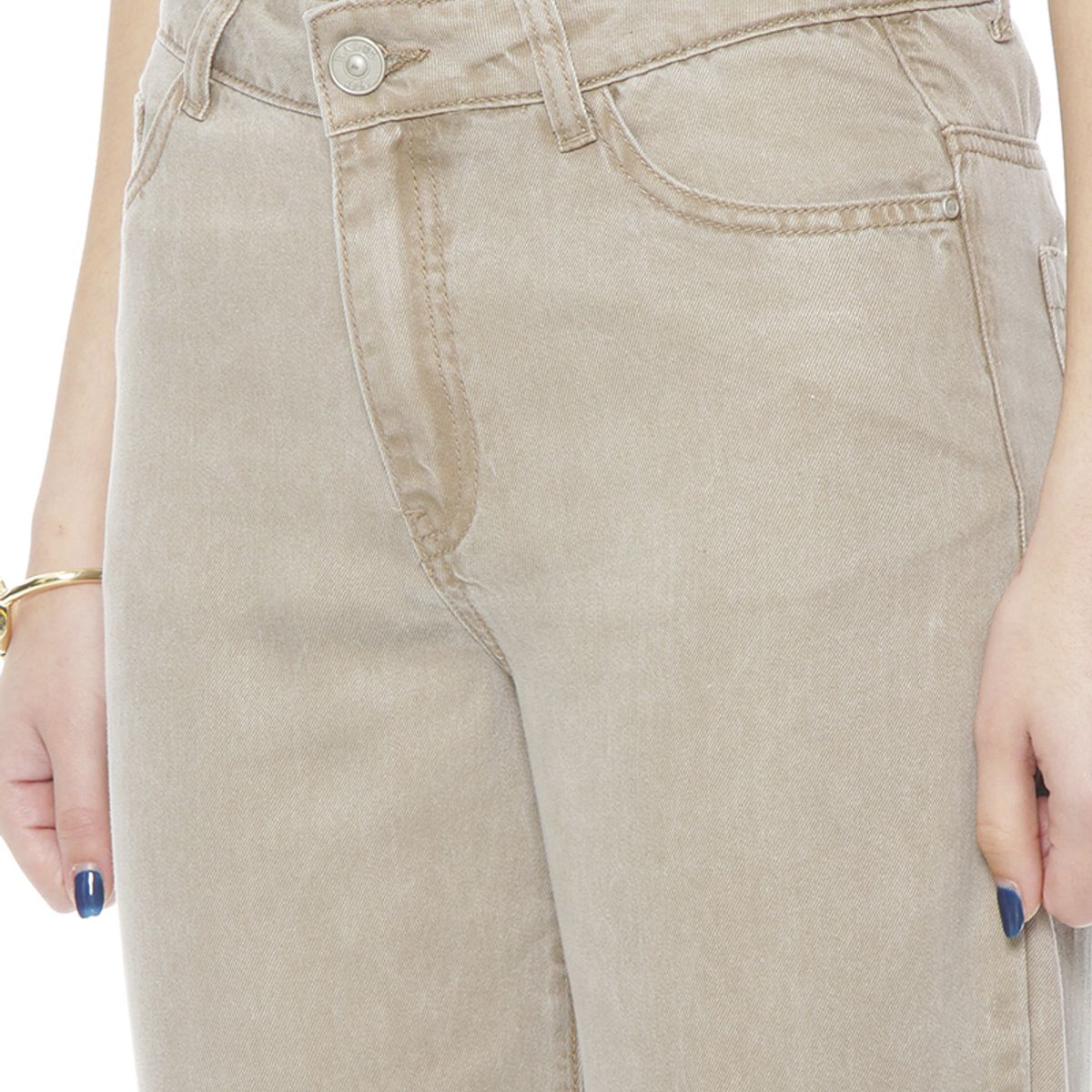 WADOS - PANTALON RECTO LYOCELL TIRO ALTO PRETINA BASICA 1 BOTON