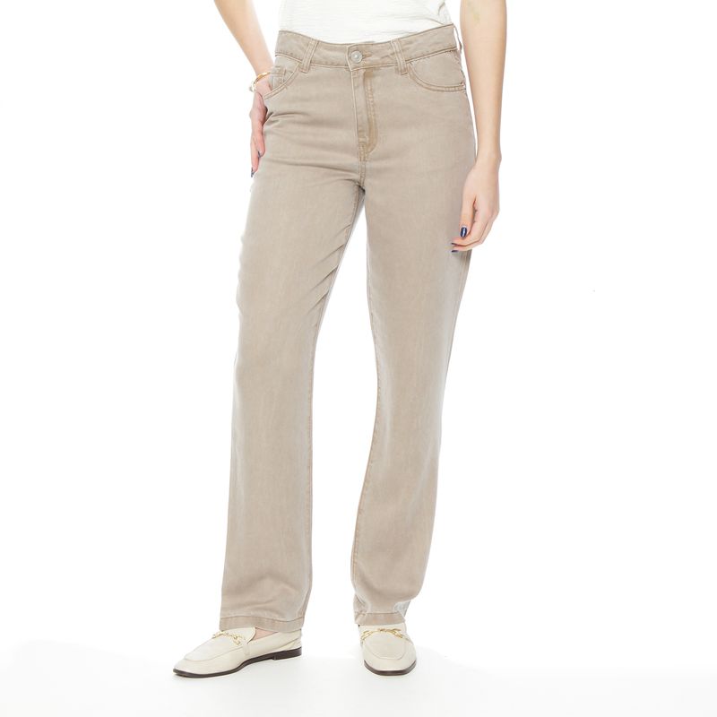 WADOS - PANTALON RECTO LYOCELL TIRO ALTO PRETINA BASICA 1 BOTON