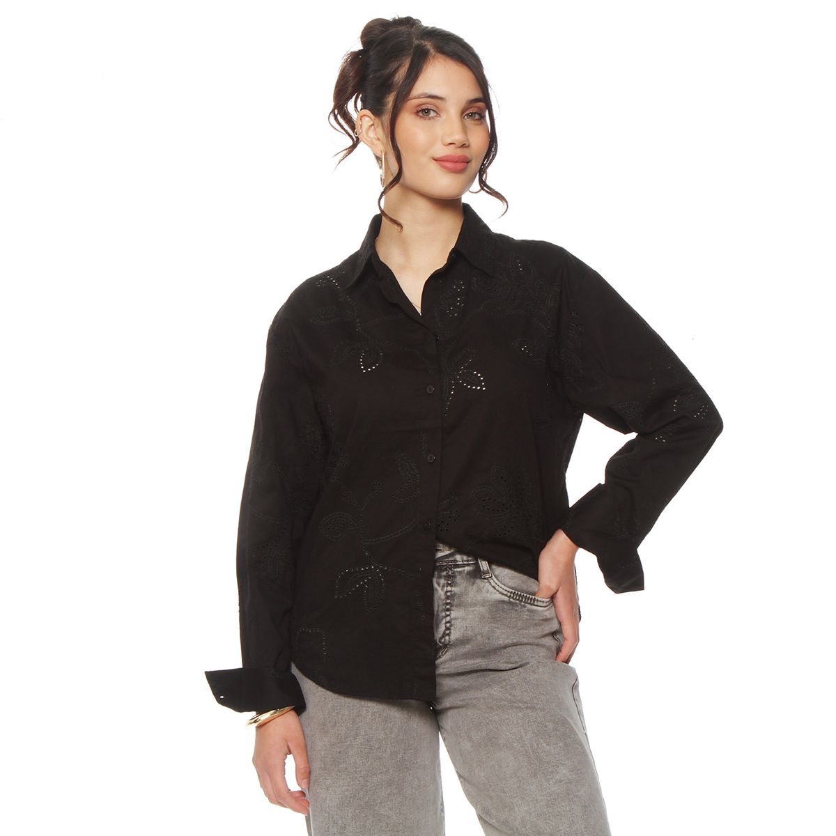 WADOS - BLUSA MANGA LARGA EMBROIDERY ABOTONADA EN DELANTERO