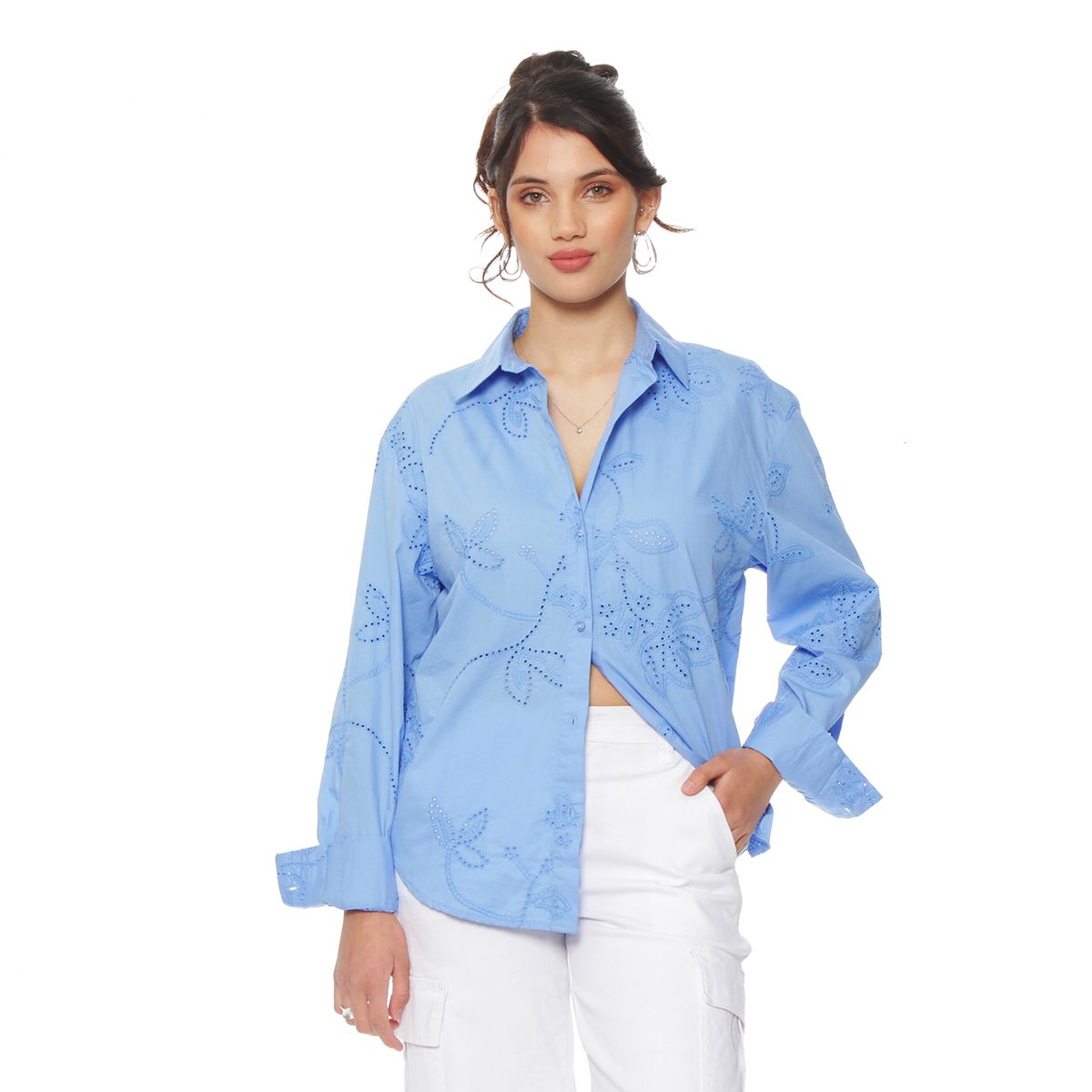 WADOS - BLUSA MANGA LARGA EMBROIDERY ABOTONADA EN DELANTERO