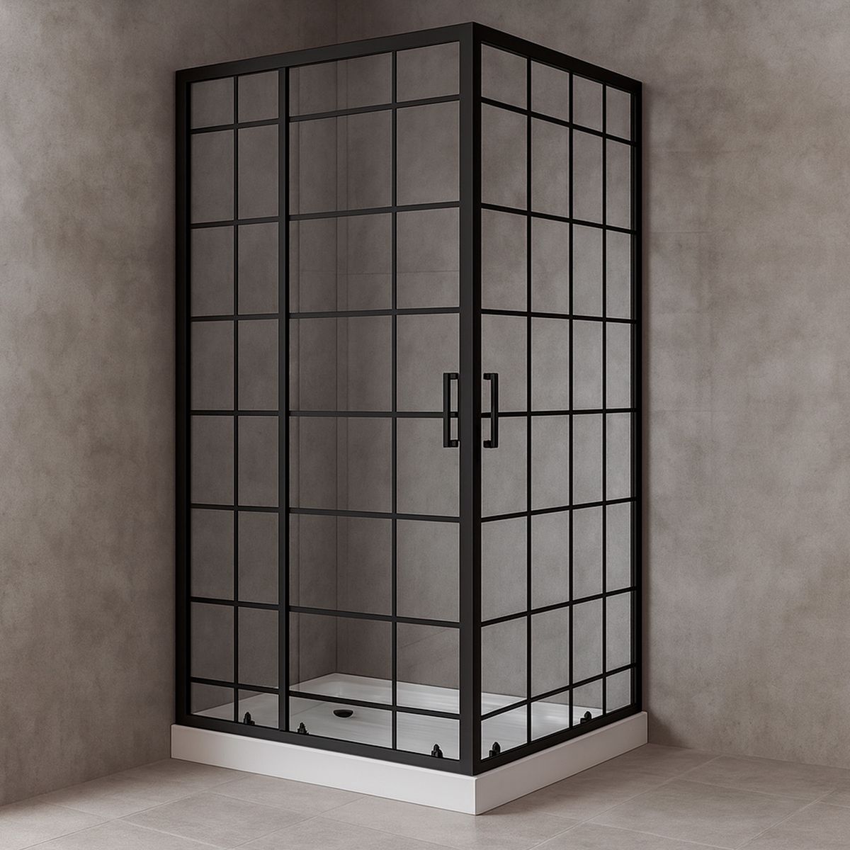 JOYTEK - Shower Door Joytek Recto Cuadros Negros 100x70x198cm con Receptáculo