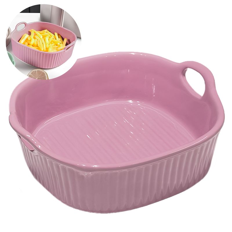 GENERICO - Bandeja Cazuela Cerámica Freidora Aire Cocina 18x16cm Rosa