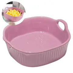 GENERICO - Bandeja Cazuela Cerámica Freidora Aire Cocina 18x16cm Rosa