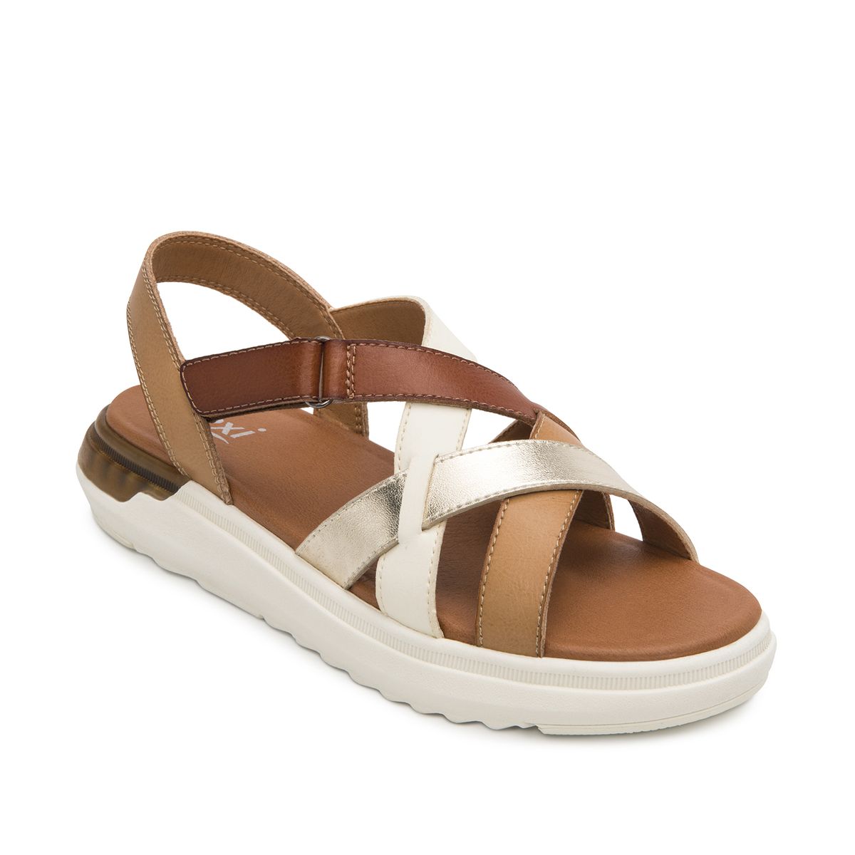 FLEXI - Sandalia Mujer Fraga 129403 Café Y Dorado Flexi
