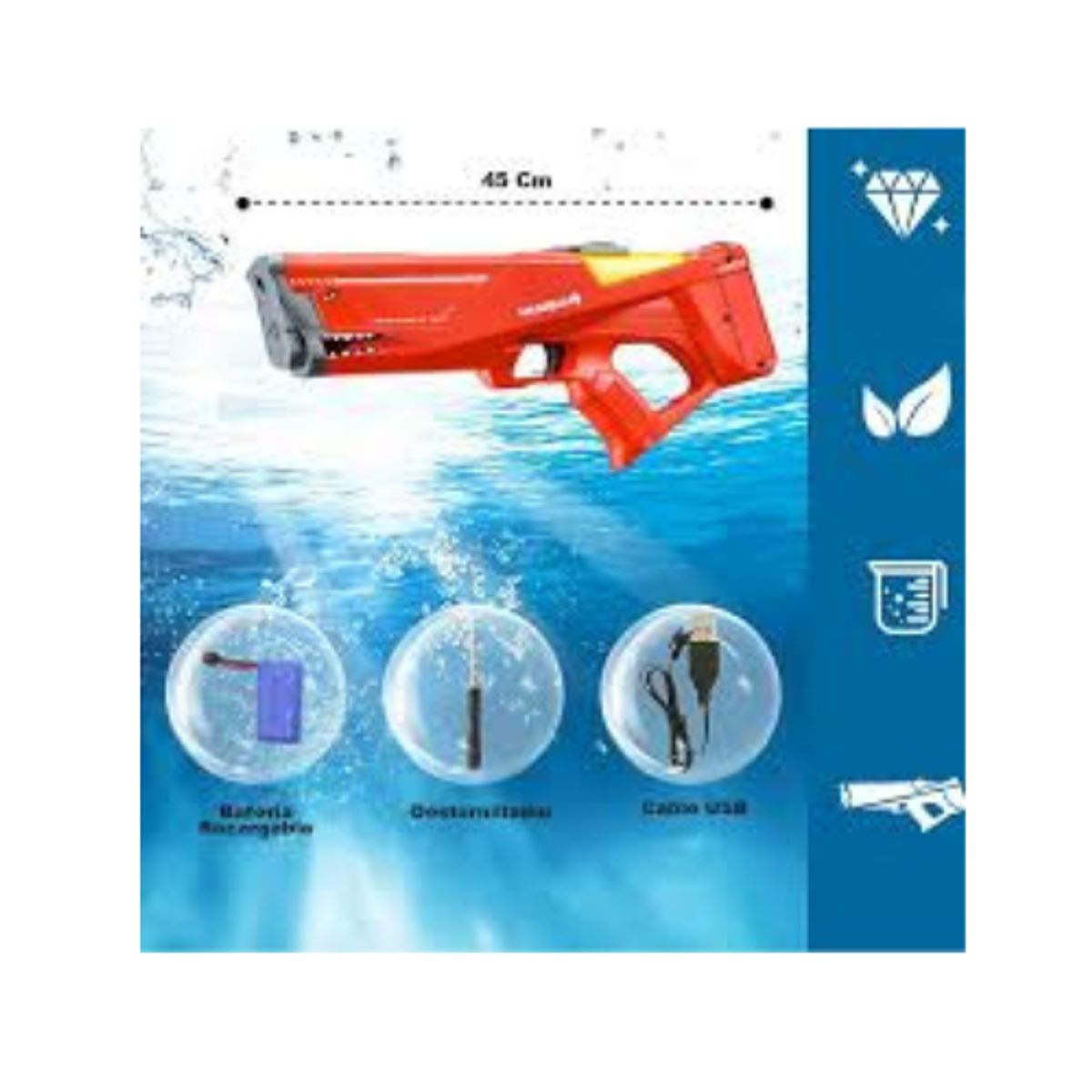 MOVI - Pistola de Agua Eléctrica Blaster  Juguete con Gran Alcance