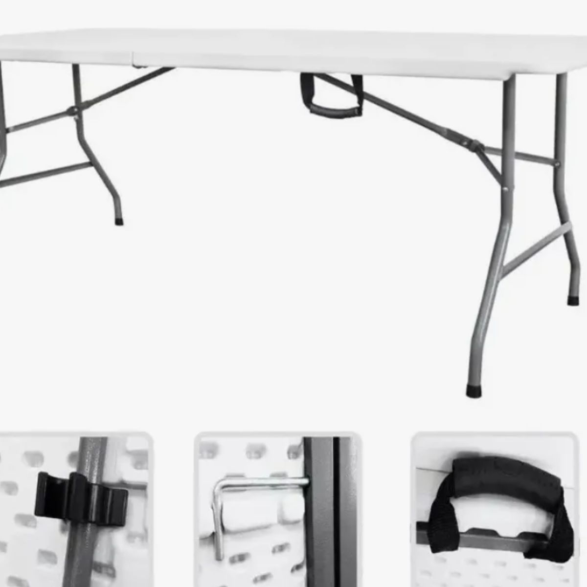 GENERICO - Mesa Plegable 180zm Blanco Y Negro Camping