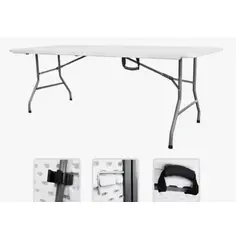 GENERICO - Mesa Plegable 180zm Blanco Y Negro Camping