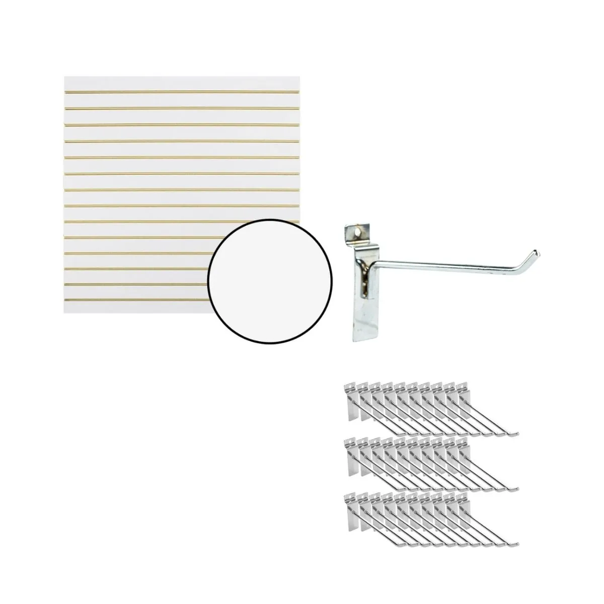 CITYSHOP - Pack Panel Ranurado color Blanco + 30 Ganchos de 15 cm