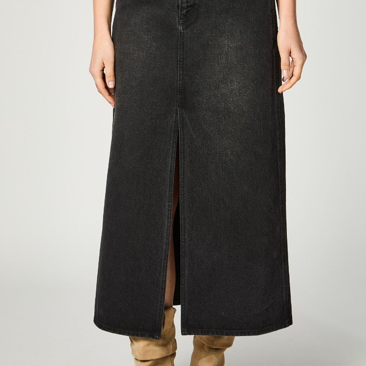 WRANGLER - Falda Mujer Denim Maxi Skirt Black