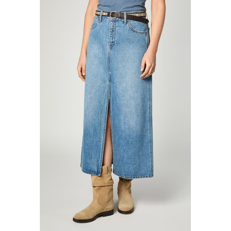 WRANGLER - Falda Mujer Denim Maxi Skirt Navy