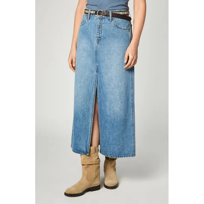 WRANGLER - Falda Mujer Denim Maxi Skirt Navy