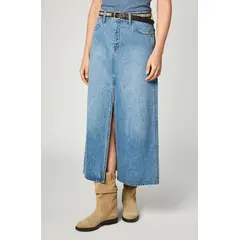 WRANGLER - Falda Mujer Denim Maxi Skirt Navy