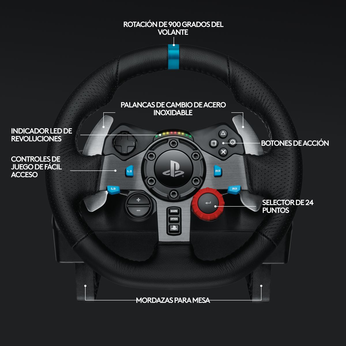 LOGITECH - Volante Gamer c/ Pedales Logitech Force racing G29 PS3 PS4.