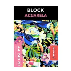MOTARRO - Block Para Acuarela A4 Croquera 240gsm 20 Hojas