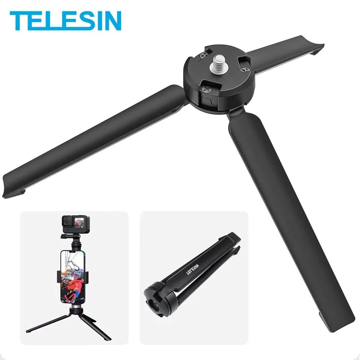 TELESIN - Trípode Aluminio para Cámaras Gopro Dji Osmo Insta360 Otras