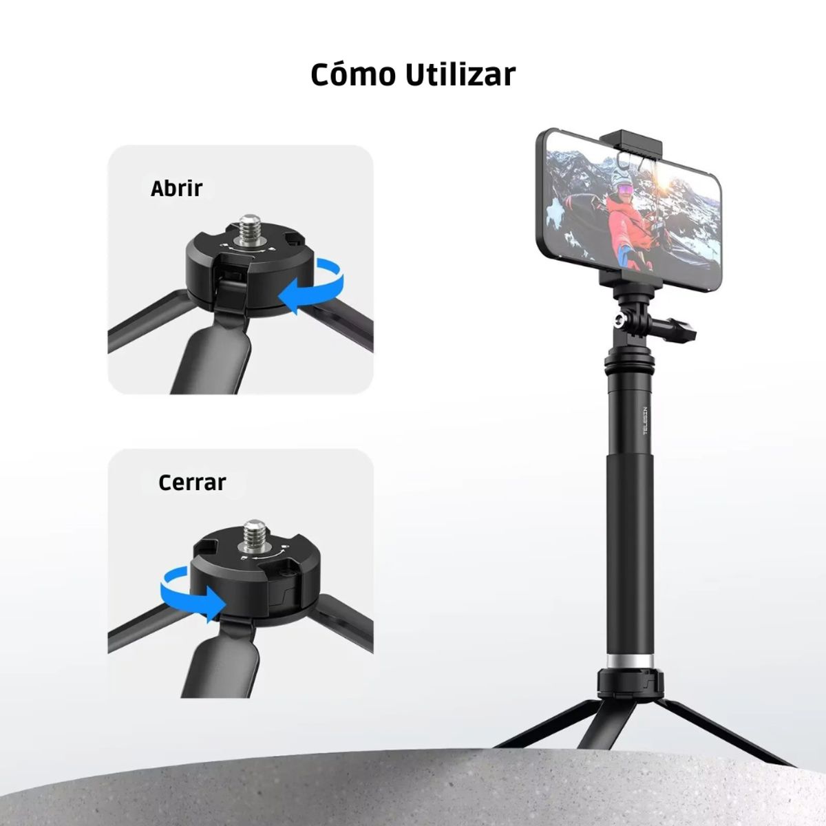 TELESIN - Trípode Aluminio para Cámaras Gopro Dji Osmo Insta360 Otras